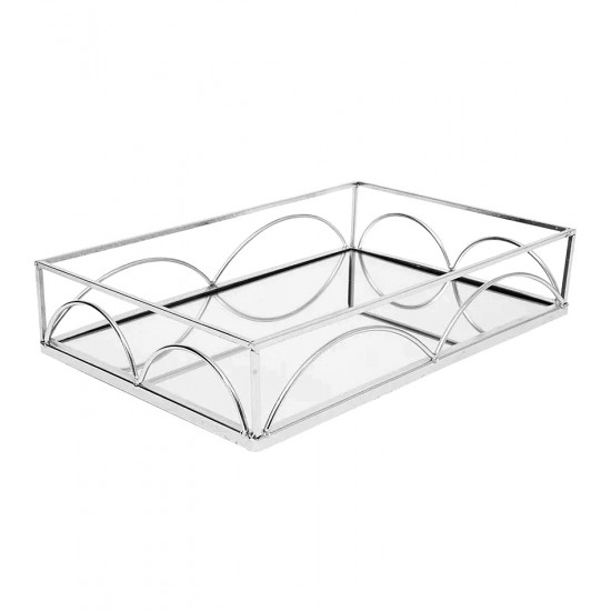 Bandeja 31cm Comprimento Por 20cm de Largura Retangular Geometric Espelhada